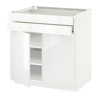 МЕТОД / ФОРВАРА Напольный шкаф/2дверцы/2ящика - Рингульт глянцевый белый, белый