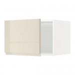 МЕТОД Верх шкаф на холодильн/морозильн - белый, Воксторп глянцевый светло-бежевый, 60x40 см