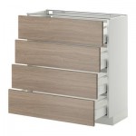 МЕТОД / МАКСИМЕРА Напольн шкаф 4 фронт панели/4 ящика - 80x37 см, Брокхульт под грецкий орех светло-серый, белый МЕТОД / МАКСИМЕРА Напольн шкаф 4 фронт панели/4 ящика - 80x37 см, Брокхульт под грецкий орех светло-серый, белый