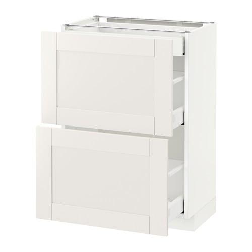 МЕТОД / МАКСИМЕРА Напольный шкаф/2фасада/3ящика - белый, Сэведаль белый, 60x37 см