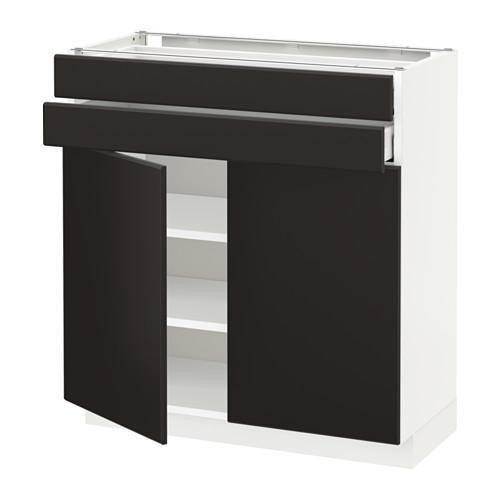 МЕТОД / МАКСИМЕРА Напольный шкаф/2дверцы/2ящика - белый, Кунгсбакка антрацит, 80x37 см МЕТОД / МАКСИМЕРА Напольный шкаф/2дверцы/2ящика - белый, Кунгсбакка антрацит, 80x37 см