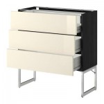 МЕТОД / ФОРВАРА Напольн шкаф 3фронт пнл/2низ/2ср ящ - 80x37x60 см, Рингульт глянцевый кремовый, под дерево черный МЕТОД / ФОРВАРА Напольн шкаф 3фронт пнл/2низ/2ср ящ - 80x37x60 см, Рингульт глянцевый кремовый, под дерево черный