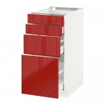 МЕТОД / МАКСИМЕРА Напольн шкаф 4 фронт панели/4 ящика - 40x60 см, Рингульт глянцевый красный, белый МЕТОД / МАКСИМЕРА Напольн шкаф 4 фронт панели/4 ящика - 40x60 см, Рингульт глянцевый красный, белый