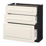 МЕТОД / МАКСИМЕРА Напольный шкаф с 3 ящиками - под дерево черный, Будбин белый с оттенком, 80x37 см МЕТОД / МАКСИМЕРА Напольный шкаф с 3 ящиками - под дерево черный, Будбин белый с оттенком, 80x37 см