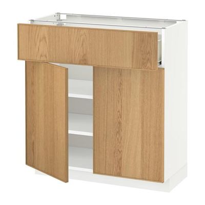МЕТОД / ФОРВАРА Напольный шкаф+ящик/2дверцы - 80x37 см, Экестад дуб, белый МЕТОД / ФОРВАРА Напольный шкаф+ящик/2дверцы - 80x37 см, Экестад дуб, белый