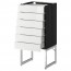 МЕТОД / МАКСИМЕРА Напольн шкаф 6фронт пнл/6 низ ящ - под дерево черный, Рингульт глянцевый белый, 40x37x60 см