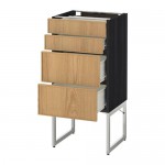 МЕТОД / ФОРВАРА Нплн шк 4 фронт/2 низк/2средн ящ - 40x37x60 см, Экестад дуб, под дерево черный