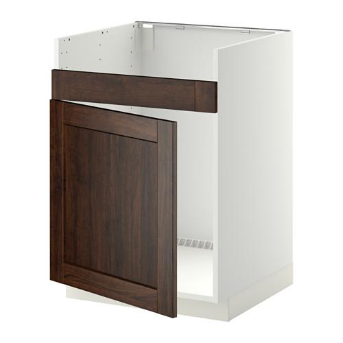 МЕТОД Нплн шкаф для одинарн мойки ДУМШЁ - белый, Эдсерум под дерево коричневый
