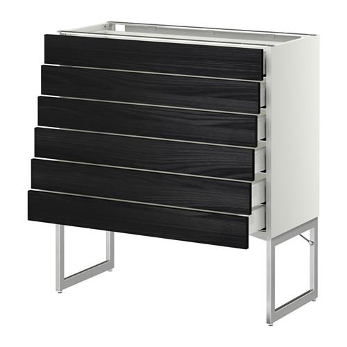 МЕТОД / МАКСИМЕРА Напольн шкаф 6фронт пнл/6 низ ящ - белый, Тингсрид под дерево черный, 80x37x60 см МЕТОД / МАКСИМЕРА Напольн шкаф 6фронт пнл/6 низ ящ - белый, Тингсрид под дерево черный, 80x37x60 см