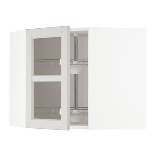 МЕТОД Углов навесн шк с врщ скц/сткл дв - белый, Лерх светло-серый, 68x60 см МЕТОД Углов навесн шк с врщ скц/сткл дв - белый, Лерх светло-серый, 68x60 см