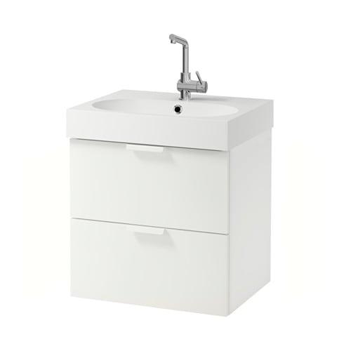 ГОДМОРГОН / БРОВИКЕН Шкаф для раковины с 2 ящ - белый