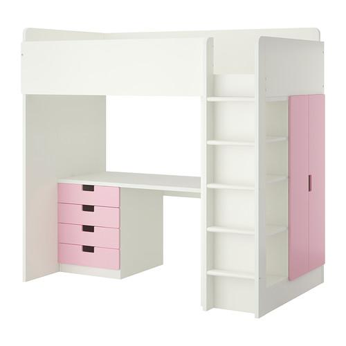 item begaan appel STUVA Bed-attic / 4 drawer / 2 doors - white / pink (992.271.94) - reviews,  price, where to buy