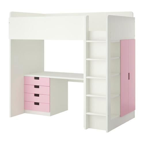 STUVA Bed-attic / 4 drawer 2 doors - white / pink - reviews, price, where buy