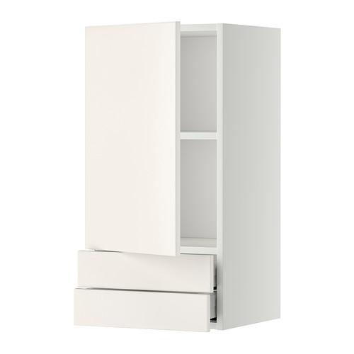 МЕТОД / МАКСИМЕРА Навесной шкаф с дверцей/2 ящика - белый, Веддинге белый, 40x80 см