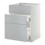 МЕТОД / МАКСИМЕРА Напольн шк п-мойку+3фрнт пнл/2ящ - 60x60 см, Веддинге серый, белый