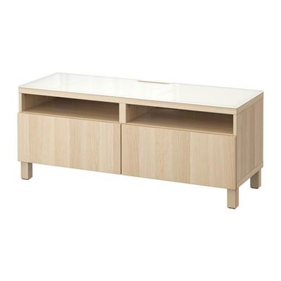 БЕСТО Тумба д/ТВ с ящиками - направляющие ящика, плавно закр, Лаппвикен под беленый дуб