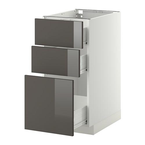МЕТОД / ФОРВАРА Напольный шкаф с 3 ящиками - 40x60 см, Рингульт глянцевый серый, белый МЕТОД / ФОРВАРА Напольный шкаф с 3 ящиками - 40x60 см, Рингульт глянцевый серый, белый
