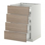 МЕТОД / ФОРВАРА Напольн шкаф 4 фронт панели/4 ящика - белый, Брокхульт под грецкий орех светло-серый, 60x60 см МЕТОД / ФОРВАРА Напольн шкаф 4 фронт панели/4 ящика - белый, Брокхульт под грецкий орех светло-серый, 60x60 см