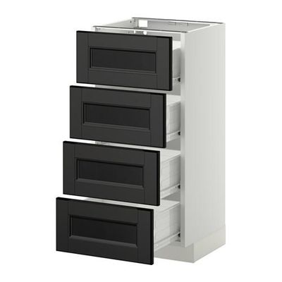 МЕТОД / ФОРВАРА Напольн шкаф 4 фронт панели/4 ящика - 40x37 см, Лаксарби черно-коричневый, белый МЕТОД / ФОРВАРА Напольн шкаф 4 фронт панели/4 ящика - 40x37 см, Лаксарби черно-коричневый, белый