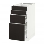 МЕТОД / МАКСИМЕРА Напольн шкаф 4 фронт панели/4 ящика - белый, Кунгсбакка антрацит, 40x60 см МЕТОД / МАКСИМЕРА Напольн шкаф 4 фронт панели/4 ящика - белый, Кунгсбакка антрацит, 40x60 см