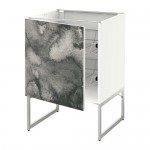 МЕТОД Напольный шкаф с проволочн ящиками - белый, Кальвиа с печатным рисунком, 60x60x60 см