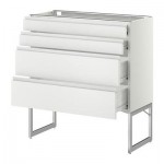 МЕТОД / ФОРВАРА Нплн шк 4 фронт/2 низк/2средн ящ - 80x37x60 см, Нодста белый/алюминий, белый