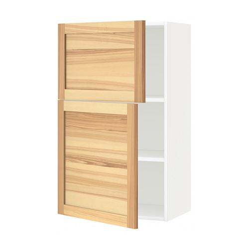 МЕТОД Навесной шкаф с полками/2дверцы - белый, Торхэмн естественный ясень МЕТОД Навесной шкаф с полками/2дверцы - белый, Торхэмн естественный ясень