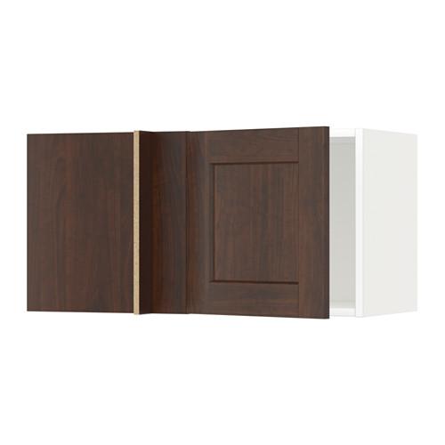 МЕТОД Шкаф навесной угловой - белый, Эдсерум под дерево коричневый