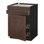 МЕТОД / ФОРВАРА Напольн шкаф/дверца/2ящ/првл крзн - 60x60 см, Эдсерум под дерево коричневый, под дерево черный