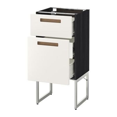 МЕТОД / ФОРВАРА Наполн шк 2 фрнт/3 средн ящ - 40x37x60 см, Мэрста белый, под дерево черный МЕТОД / ФОРВАРА Наполн шк 2 фрнт/3 средн ящ - 40x37x60 см, Мэрста белый, под дерево черный