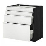 МЕТОД / ФОРВАРА Напольн шкаф 4 фронт панели/4 ящика - 80x60 см, Нодста белый/алюминий, под дерево черный