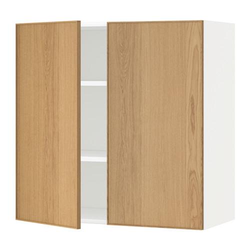 МЕТОД Навесной шкаф с полками/2дверцы - белый, Экестад дуб, 80x80 см МЕТОД Навесной шкаф с полками/2дверцы - белый, Экестад дуб, 80x80 см