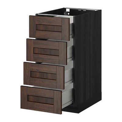 МЕТОД / ФОРВАРА Напольн шкаф 4 фронт панели/4 ящика - 40x60 см, Эдсерум под дерево коричневый, под дерево черный МЕТОД / ФОРВАРА Напольн шкаф 4 фронт панели/4 ящика - 40x60 см, Эдсерум под дерево коричневый, под дерево черный