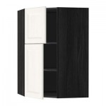 МЕТОД Угловой навесной шкаф+полки/2дверцы - Лаксарби белый, под дерево черный