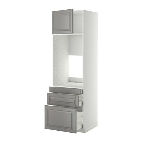 МЕТОД / МАКСИМЕРА Выс шкаф д/двойн духовки/3ящ/дверца - белый, Будбин серый, 60x60x200 см