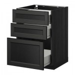 МЕТОД / ФОРВАРА Напольный шкаф с 3 ящиками - 60x60 см, Лаксарби черно-коричневый, под дерево черный МЕТОД / ФОРВАРА Напольный шкаф с 3 ящиками - 60x60 см, Лаксарби черно-коричневый, под дерево черный