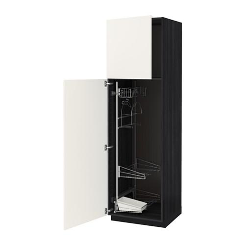 МЕТОД Выс шк с отд д/акс д/убрк - под дерево черный, Веддинге белый, 60x60x200 см МЕТОД Выс шк с отд д/акс д/убрк - под дерево черный, Веддинге белый, 60x60x200 см