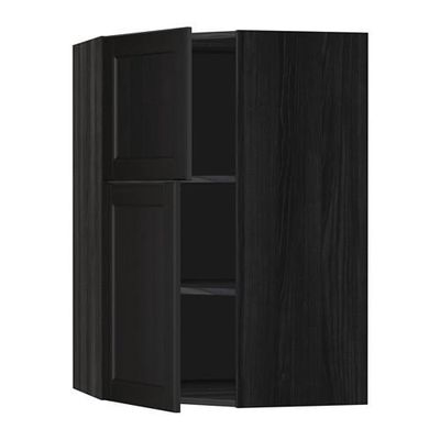 МЕТОД Угловой навесной шкаф+полки/2дверцы - Лаксарби черно-коричневый, под дерево черный МЕТОД Угловой навесной шкаф+полки/2дверцы - Лаксарби черно-коричневый, под дерево черный