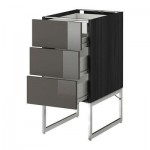 МЕТОД / ФОРВАРА Напольн шкаф 3фронт пнл/2низ/2ср ящ - 40x60x60 см, Рингульт глянцевый серый, под дерево черный