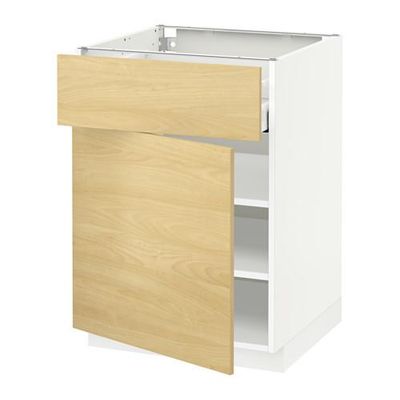 МЕТОД / МАКСИМЕРА Напольный шкаф с ящиком/дверью - 60x60 см, Тингсрид под березу, белый МЕТОД / МАКСИМЕРА Напольный шкаф с ящиком/дверью - 60x60 см, Тингсрид под березу, белый