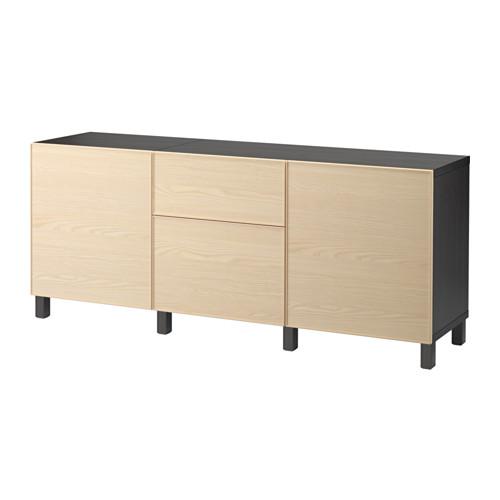 БЕСТО Комбинация для хранения с ящиками - черно-коричневый/Инвикен ясеневый шпон, направляющие ящика, плавно закр БЕСТО Комбинация для хранения с ящиками - черно-коричневый/Инвикен ясеневый шпон, направляющие ящика, плавно закр