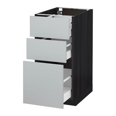 МЕТОД / МАКСИМЕРА Напольный шкаф с 3 ящиками - 40x60 см, Веддинге серый, под дерево черный