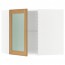 МЕТОД Углов навесн шк с полками/сткл дв - белый, Экестад дуб, 68x60 см