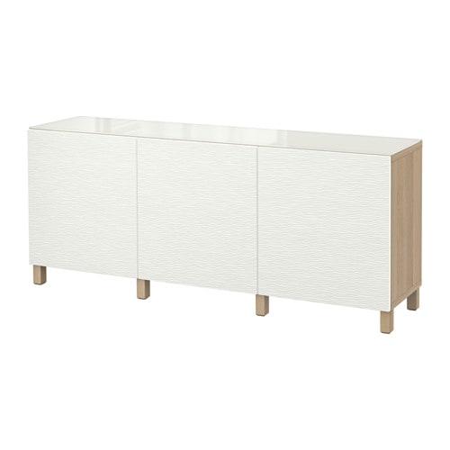 БЕСТО Комбинация для хранения с дверцами - под беленый дуб/Лаксвикен белый