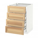 МЕТОД / МАКСИМЕРА Напольн шкаф 4 фронт панели/4 ящика - белый, Торхэмн естественный ясень, 60x60 см МЕТОД / МАКСИМЕРА Напольн шкаф 4 фронт панели/4 ящика - белый, Торхэмн естественный ясень, 60x60 см