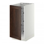 МЕТОД Напольный шкаф с проволочн ящиками - белый, Эдсерум под дерево коричневый, 40x60 см