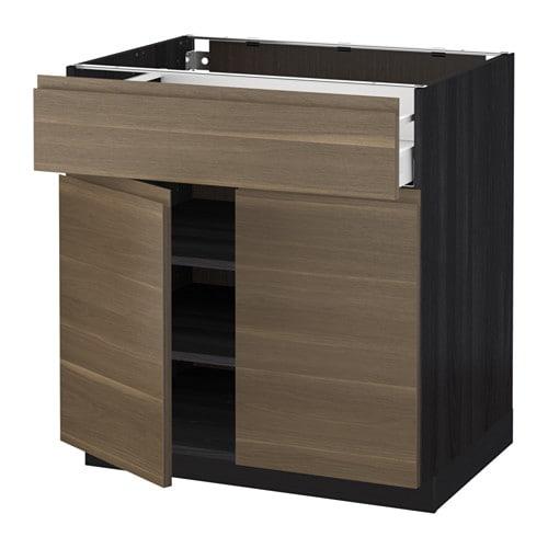 МЕТОД / МАКСИМЕРА Напольный шкаф+ящик/2дверцы - под дерево черный, Воксторп под грецкий орех, 80x60 см МЕТОД / МАКСИМЕРА Напольный шкаф+ящик/2дверцы - под дерево черный, Воксторп под грецкий орех, 80x60 см