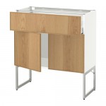 МЕТОД / МАКСИМЕРА Напол шкаф/полки/ящик/2двери - белый, Экестад дуб, 80x37x60 см