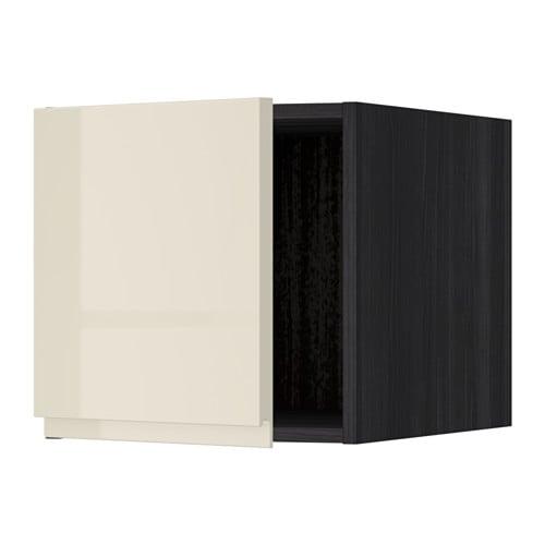 МЕТОД Верхний шкаф - под дерево черный, Воксторп глянцевый светло-бежевый