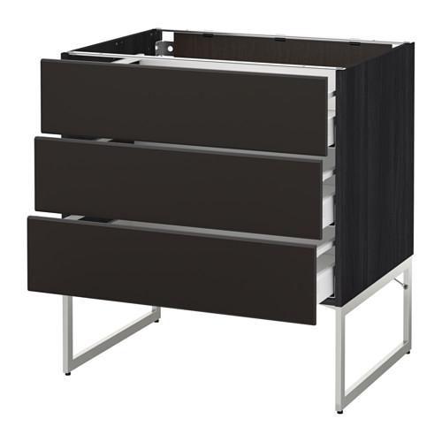 МЕТОД / МАКСИМЕРА Нплн шк 3 фрнт/3 средн ящика - под дерево черный, Кунгсбакка антрацит, 80x60x60 см МЕТОД / МАКСИМЕРА Нплн шк 3 фрнт/3 средн ящика - под дерево черный, Кунгсбакка антрацит, 80x60x60 см